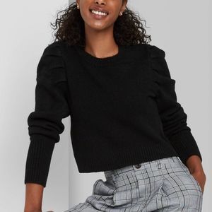 Women's Puff Sleeve Crewneck Pullover Sweater